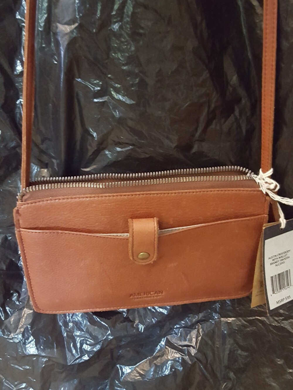 American Leather Crossbody Wallet - Tan Brown